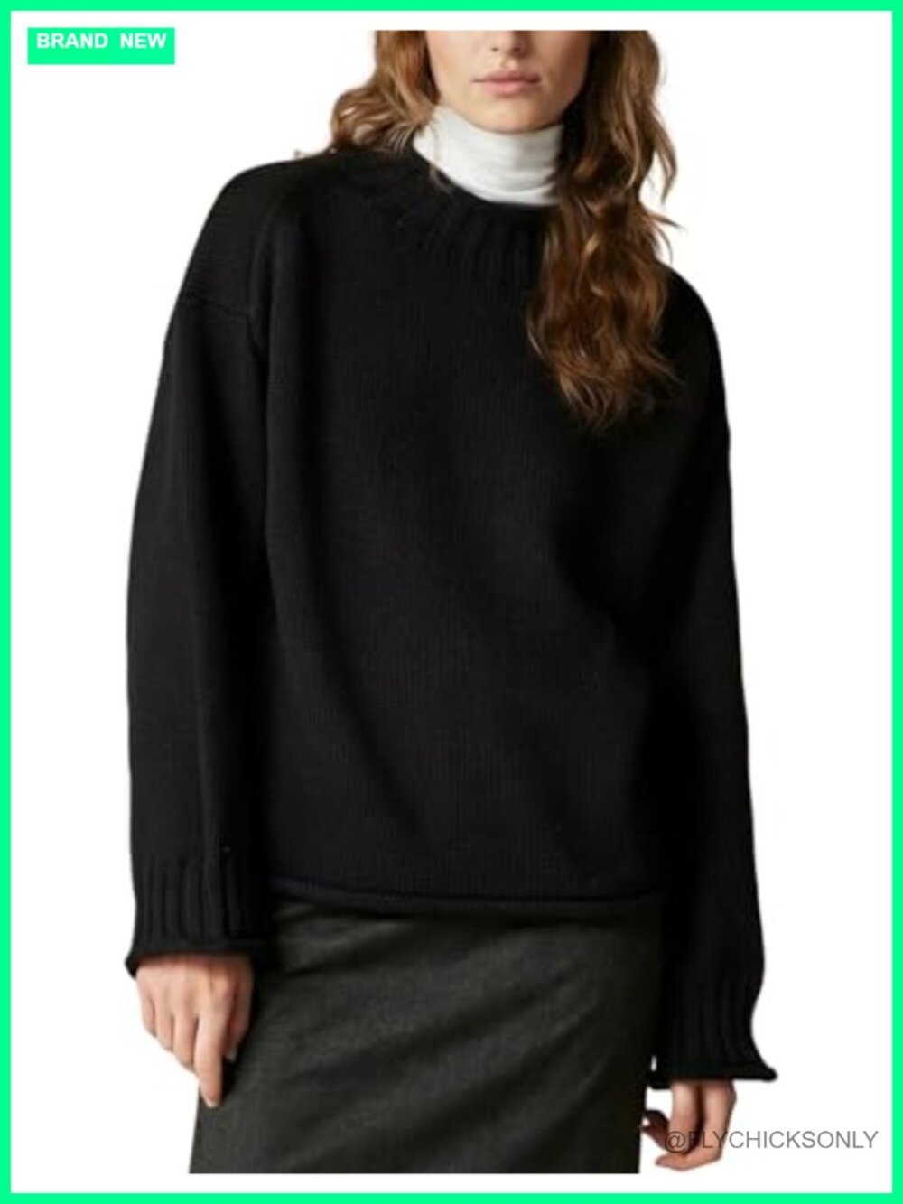 Womens Oversized Rollneck Chunky Cable Knit Sweater Cotton Acrylic